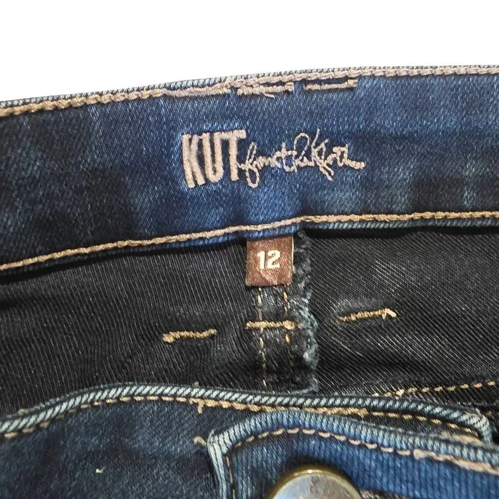 KUT From The Kloth Size 12 Dark Wash Stretch Straight Jeans